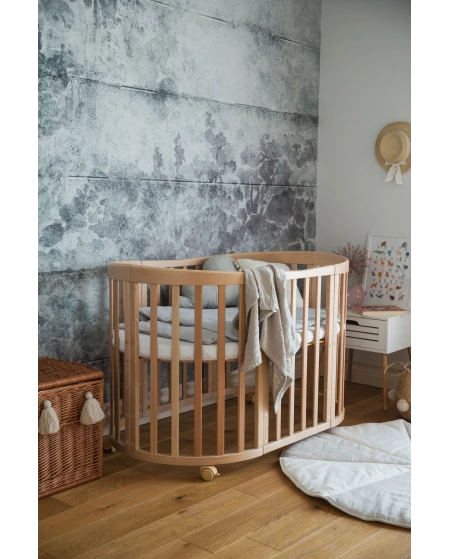 Lettino Ovale 7in1 con Materasso - Naturale | Waldin