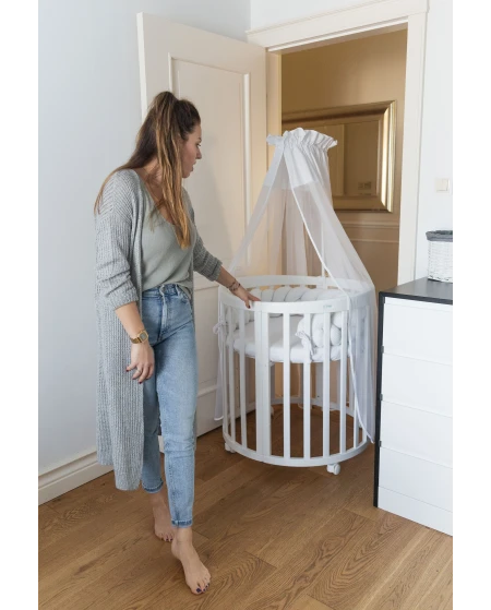 Lettino Ovale 7in1 con Materasso - Bianco | Waldin®