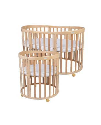 Lettino Ovale 7in1 con Materasso - Naturale | Waldin