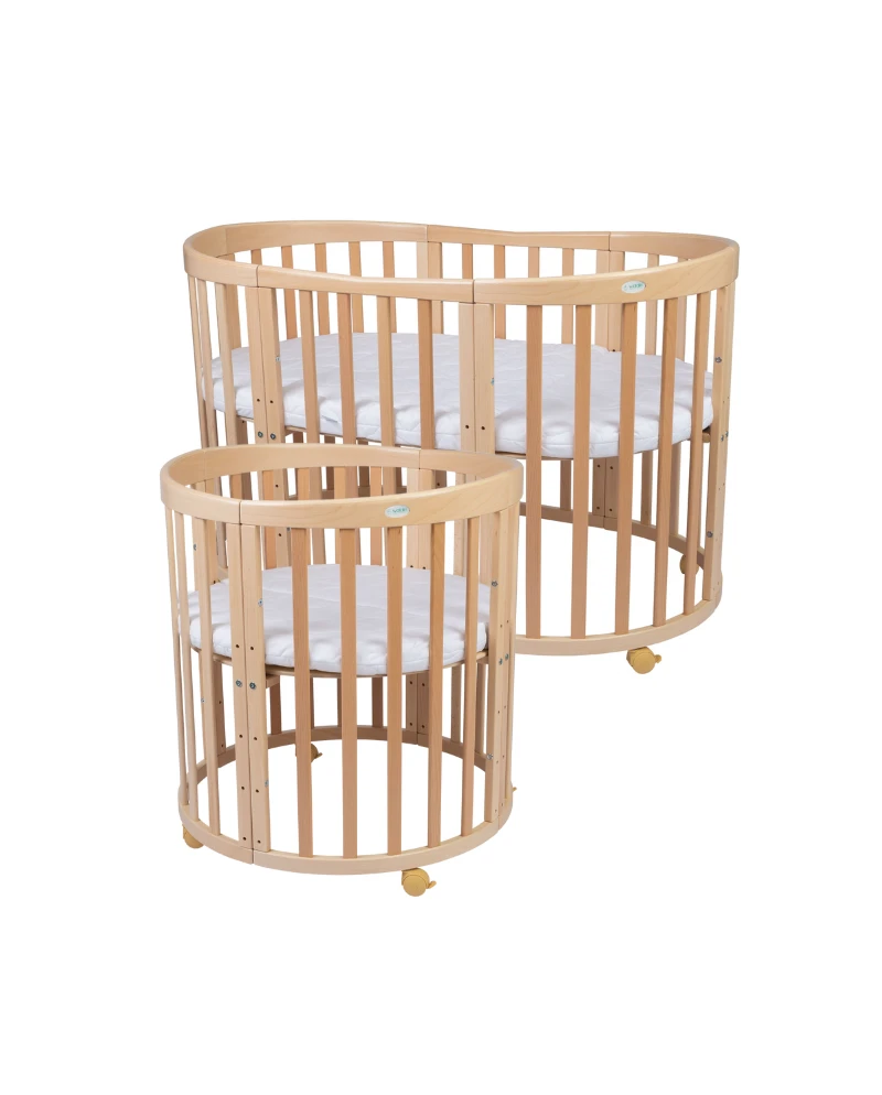Lettino Ovale 7in1 con Materasso - Naturale | Waldin