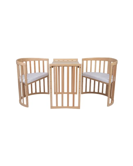 Lettino Ovale 7in1 con Materasso - Naturale | Waldin