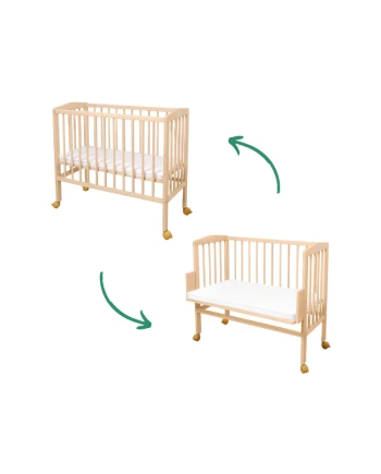 Lettino 2 in 1 con materasso - naturale