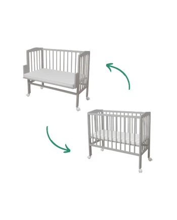 Lettino 2 in 1 con materasso - grigio