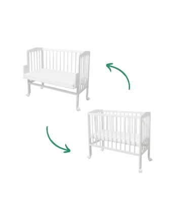 Lettino 2 in 1 con materasso - Bianco | Waldin