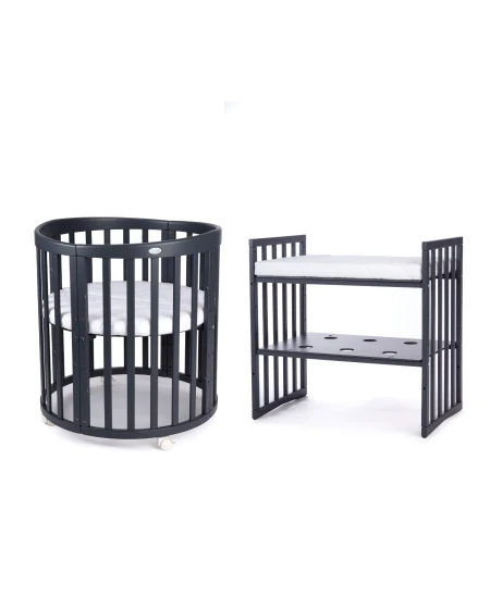 Lettino Ovale 7in1 con Materasso - Grafite | Waldin