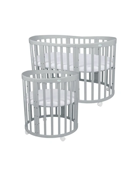 Lettino Ovale 7in1 con Materasso - Grigio | Waldin