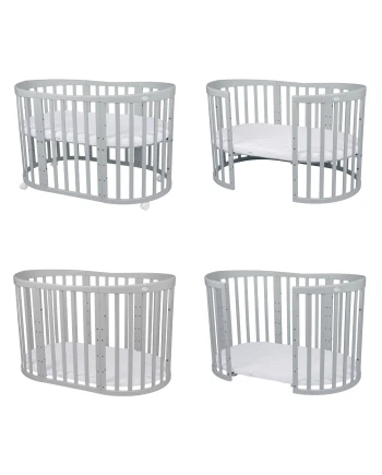 Waldin® Łóżeczko owalne 7w1, rośnie z dzieckiem. Zakup na lata!