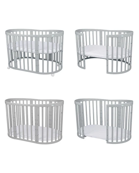 Lettino Ovale 7in1 con Materasso - Grigio | Waldin