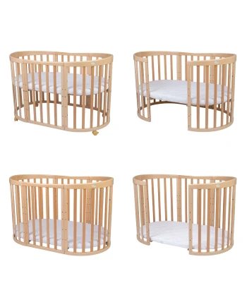 Lettino Ovale 7in1 con Materasso - Naturale | Waldin