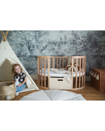 Lettino Ovale 7in1 con Materasso - Naturale | Waldin