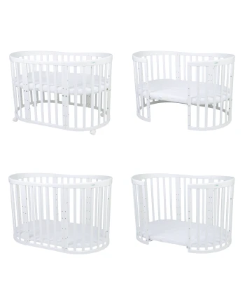 Lettino Ovale 7in1 con Materasso - Bianco | Waldin®
