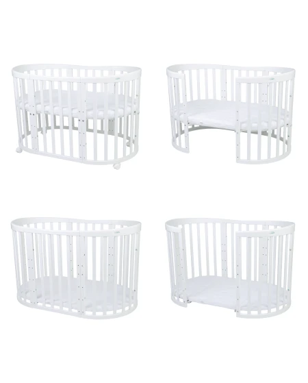 Lettino Ovale 7in1 con Materasso - Bianco | Waldin®