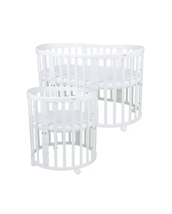 Lettino Ovale 7in1 con Materasso - Bianco | Waldin®