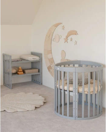Lettino Ovale 7in1 con Materasso - Grigio | Waldin