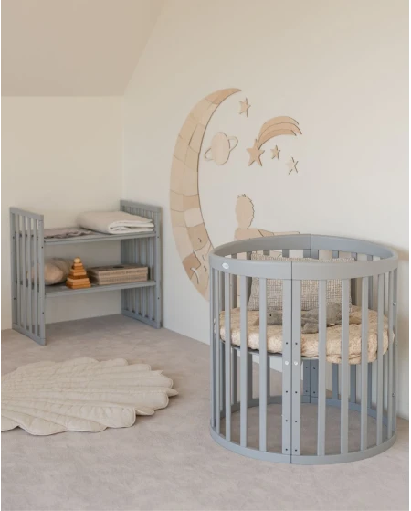 Lettino Ovale 7in1 con Materasso - Grigio | Waldin