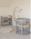 Lettino Ovale 7in1 con Materasso - Grigio | Waldin