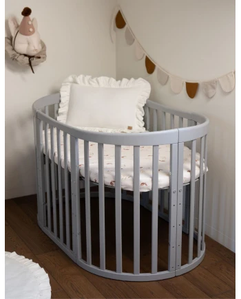 Lettino Ovale 7in1 con Materasso - Grigio | Waldin