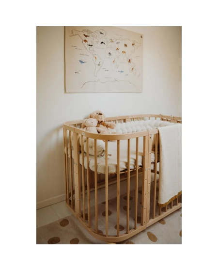 Lettino 7in1 con materasso - Naturale | Waldin