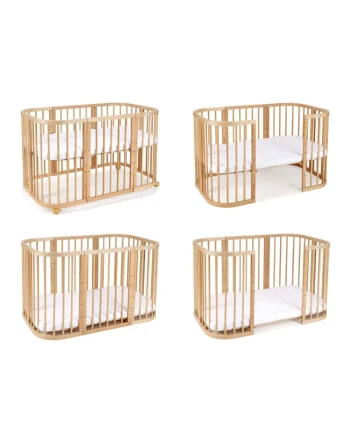 Lettino 7in1 con materasso - Naturale | Waldin