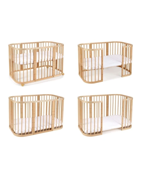 Lettino 7in1 con materasso - Naturale | Waldin