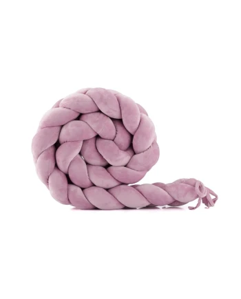 Paracolpi treccia in velluto per lettino - Rosa Antico | Waldin