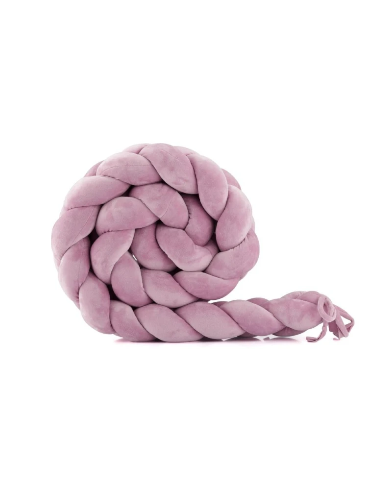 Paracolpi treccia in velluto per lettino - Rosa Antico | Waldin