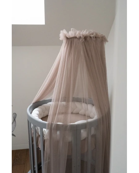 Baldacchino in tulle per lettino + supporto incluso - Taupe