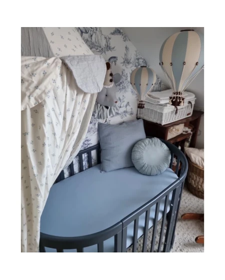 Lenzuolo con angoli in cotone biologico 124x73 cm – Ovale Blu | Waldin