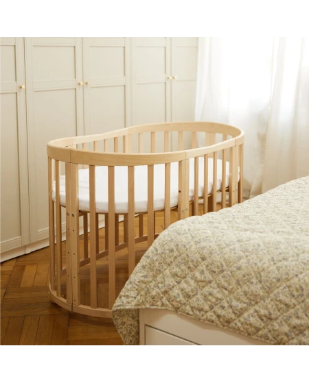 Lettino Ovale 7in1 con Materasso - Naturale | Waldin
