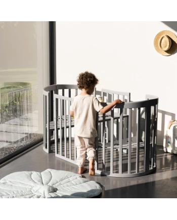 Lettino Ovale 7in1 con Materasso - Grigio | Waldin