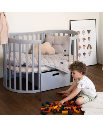 Waldin® Łóżeczko owalne 7w1, rośnie z dzieckiem. Zakup na lata!