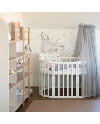 Baldacchino in tulle per lettino + supporto incluso - Grigio