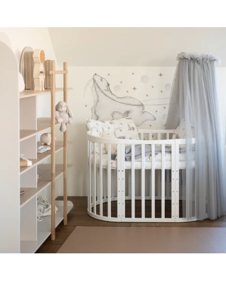 Baldacchino in tulle per lettino + supporto incluso - Grigio