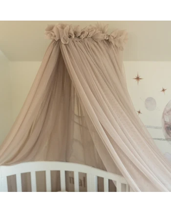 Baldacchino in tulle per lettino + supporto incluso - Taupe