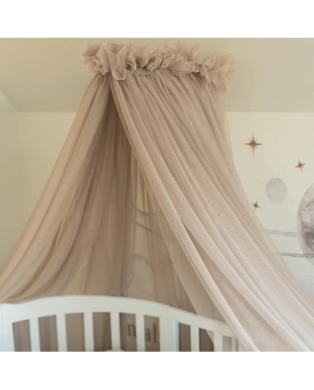 Baldacchino in tulle per lettino + supporto incluso - Taupe