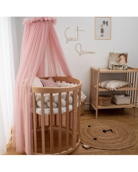 Baldacchino in tulle per lettino + supporto incluso - Rosa