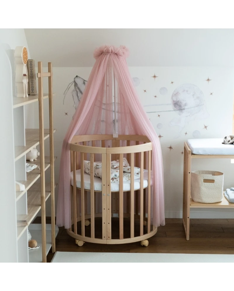 Baldacchino in tulle per lettino + supporto incluso - Rosa