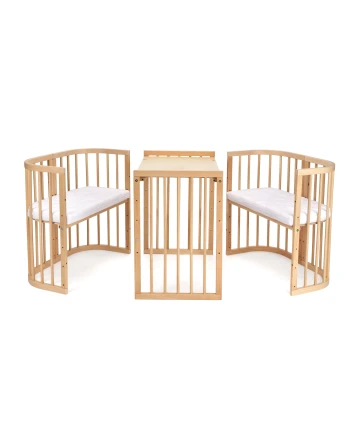 Lettino 7in1 con materasso - Naturale | Waldin