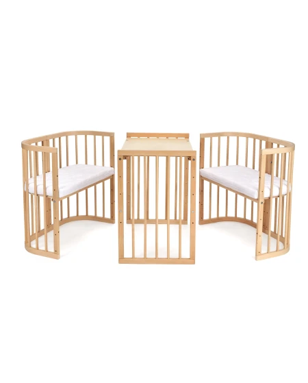 Lettino 7in1 con materasso - Naturale | Waldin