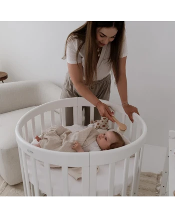 Lettino Ovale 7in1 con Materasso - Bianco | Waldin®