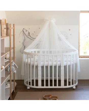 Lettino Ovale 7in1 con Materasso - Bianco | Waldin®