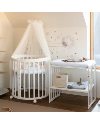 Lettino Ovale 7in1 con Materasso - Bianco | Waldin®