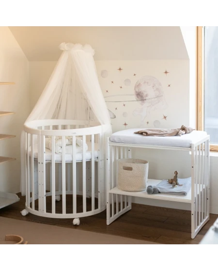 Lettino Ovale 7in1 con Materasso - Bianco | Waldin®