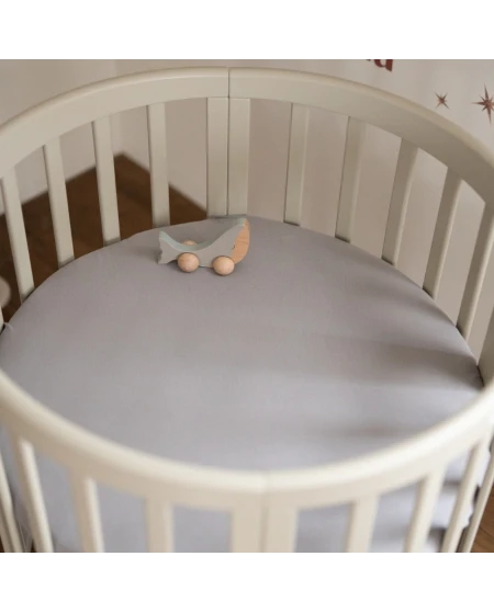 Lenzuolo con angoli in cotone biologico 73x73 cm – Ovale Grigio