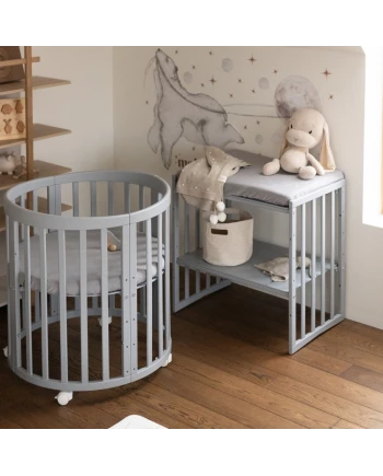 Lenzuolo con angoli in cotone biologico 73x73 cm – Ovale Grigio