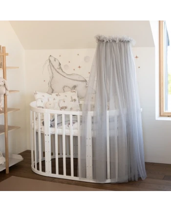 Baldacchino in tulle per lettino + supporto incluso - Grigio