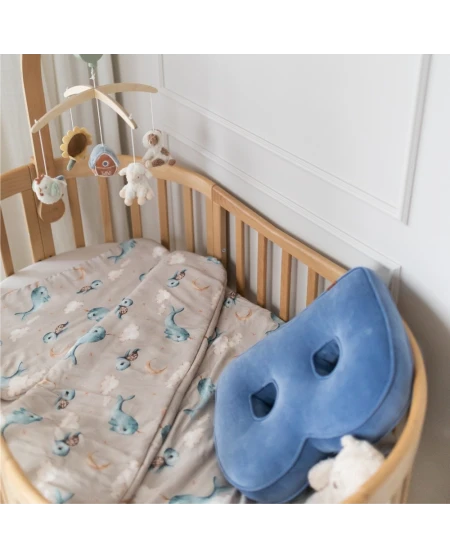 Cuscino in bambù per bambini 60x40 – Balene | Waldin
