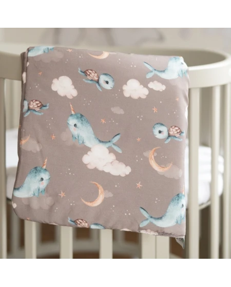 Cuscino in bambù per bambini 60x40 – Balene | Waldin