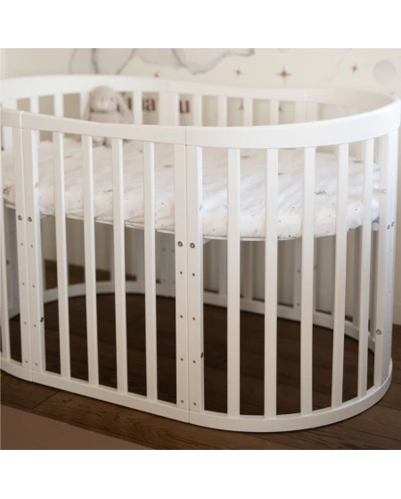 Lettino Ovale 7in1 con Materasso - Bianco | Waldin®