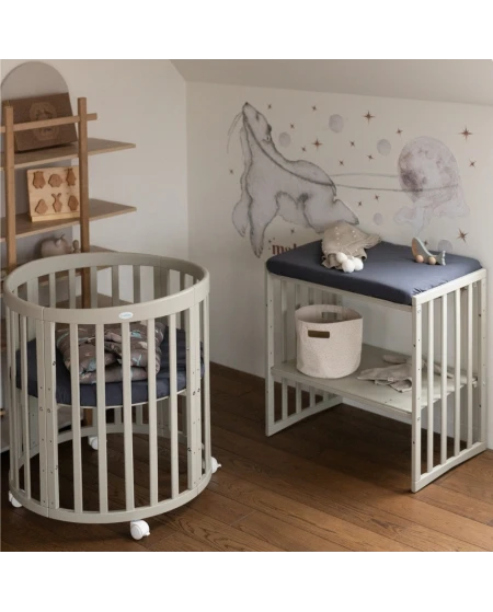 Lenzuolo con angoli in cotone biologico 73x73 cm – Ovale Grafite